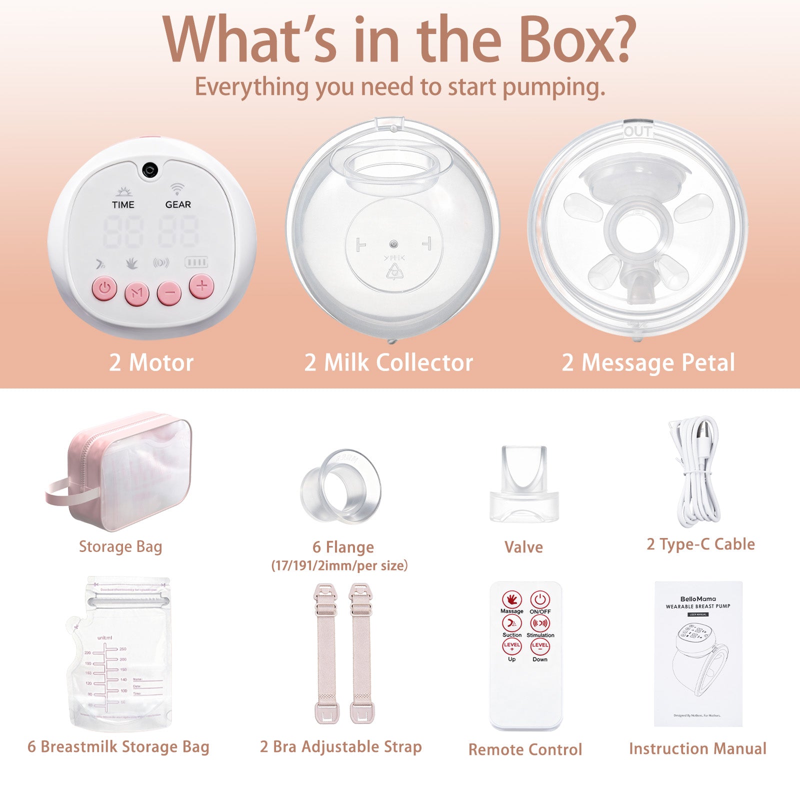 Bello Libre Electric Wearable Breast Pumps with Remote Control